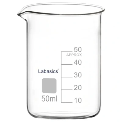 Image of Labasics Glass Beaker, 1 Pack Borosilicate Graduated Low Form Griffin Beaker with Pouring Spout Lab 50 ml, High temperature resistance, Laboratory use