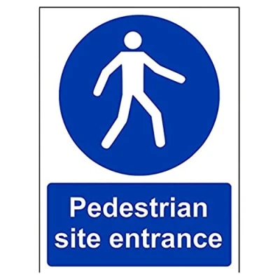 Image of V Safety Pedestrians Site Entrance Sign 150mm x 200mm Self Adhesive Vinyl