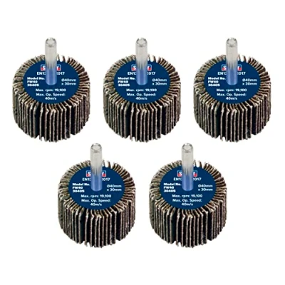 Image of Sealey Abrasive Flap Wheel Ø40 x 30mm 40Grit Ø6mm Shaft Pack of 5