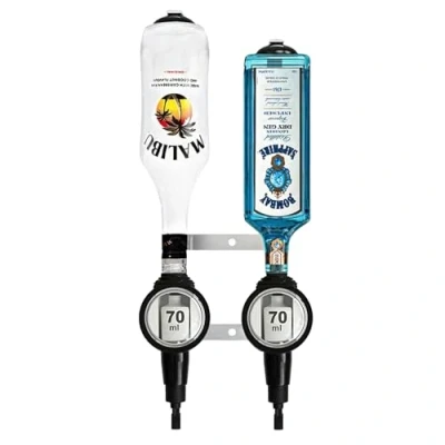 Image of Professional 2/4/6 Bottle Optics for Spirits UK Made bar Butler Shot Measure Bracket Alcohol Wine Upside Down Drink Dispenser Home Garage Man cave (2 Bottle, 70ml)