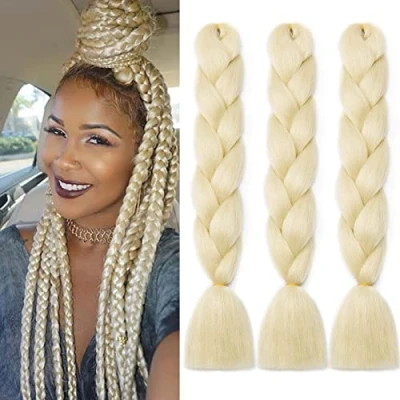 Image of 24&quot; Braiding Hair Extension Jumbo Braids Synthetic 3bundles/pack Kanekalon Crochet Afro Box Braid Heat Resistent (Blonde)
