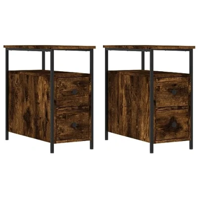 Image of vidaXL Bedside Cabinets 2 pcs Smoked Oak 30x60x60 cm Engineered Wood