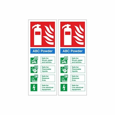 Image of Pack of 2 ABC Powder Fire Extinguisher Signs 80mm x 200mm Self Adhesive