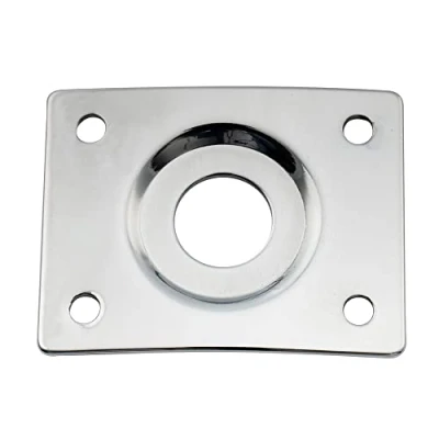 Image of Musiclily Pro 10mm Steel Curved Recessed Rectangle Jack Plate for Electric Guitar Bass, Chrome