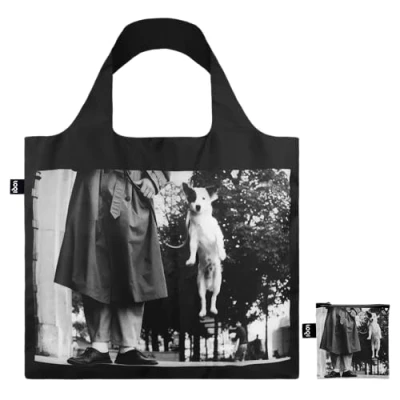 Image of LOQI Elliott Erwitt Dog Jumping Recycled Bag,Black/White