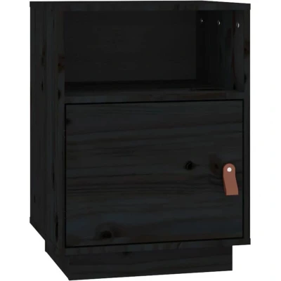 Image of vidaXL Bedside Cabinet Black 40x34x55 cm Solid Wood Pine