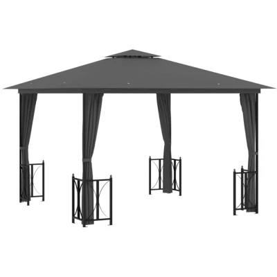 Image of vidaXL Gazebo with Sidewalls&amp;Double Roofs 3x3 m Anthracite