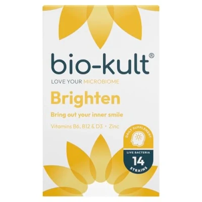 Image of Bio Kult Brighten to Bring Out Your Inner Smile, with 14 Strains of Live Bacteria, Vitamins B6, B12, &amp; D, Zinc Magnesium 60 Capsules