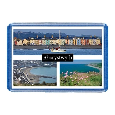 Image of Aberystwyth Postcard Style Design 7cm x 4.5cm Novelty Tourism Fridge Magnet.