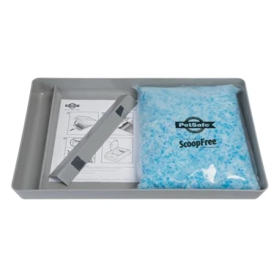 Image of PetSafe ScoopFree Reusable Cat Litter Tray with Premium Blue Non Clumping Crystal Compatible All Automatic Self Cleaning Boxes,Grey, 2 kg