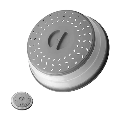 Image of Microwave Cover, Jagowa Collapsible Splatter Cover with Steam Vents BPA Free Food Covers for Fruit Vegetables (Grey)