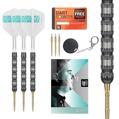 Image of TARGET Darts Rob Cross 95K Steel Tip Swiss Point Darts, 95% Tungsten with K Flex Flights, 21G Voltage Player Edition Points Dart Set, Tool Included