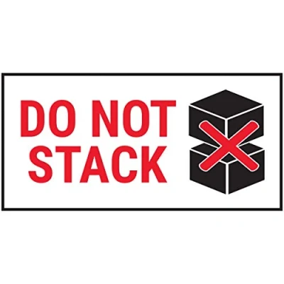 Image of V Safety Do Not Stack Boxes Red Sticker 51x25mm (Roll of 250)