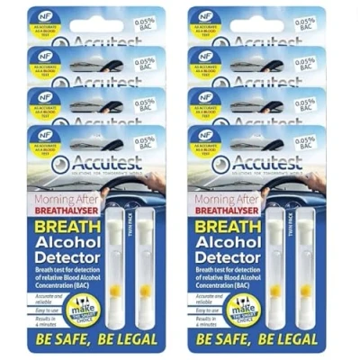 Image of Accutest Disposable Breathalyser 16 Tests EU France Certified, Quick Alcohol Tester Kits UK &amp; Breathalysers