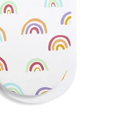 Image of 2 Pack Moses Basket/Pram Fitted Sheets 75 x 35cm Rainbow Design Light, Breathable &amp; Luxurious Jersey Cotton Made To Last Designed Fit Prams Baskets
