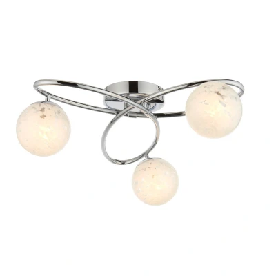 Image of Maye 3 Light Multi Arm Glass Semi Flush Ceiling Lamp Chrome