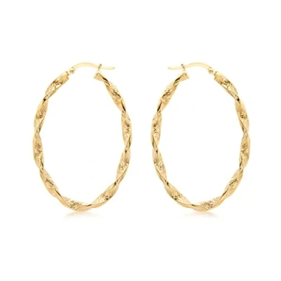 Image of Carissima Gold Women&#039;s 9 ct Yellow Textured Oval Twist Creole Earrings