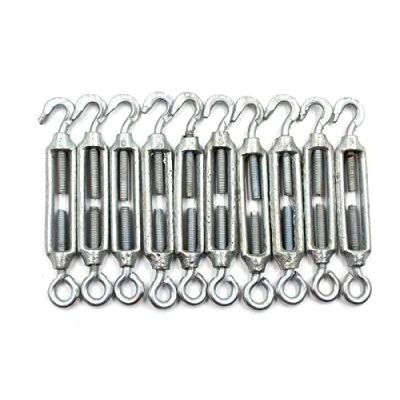 Image of 10x Heavy Duty Galvanised Turnbuckle Strainer M5 Hook Eye Wire Tension Tensioner