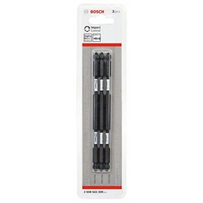 Image of Bosch Professional 2608522359 3 Piece Double Screwdriver Set Pozidriv Impact Control, 3X PZ2 Bits Length: 150 mm, Pick and Click, Cranberry