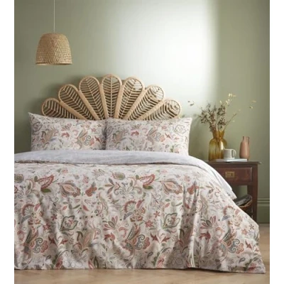 Image of Simply Charlotte Jacobus Double Bed Duvet Cover Set Paisley Bedding Natural