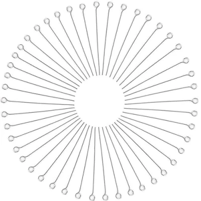 Image of 300Pcs Stainless Steel Eye Pins, Head Pins Findings Open Pin for Earring Pendant Bracelet Jewelry DIY Craft Making, Silver 2mm Hole
