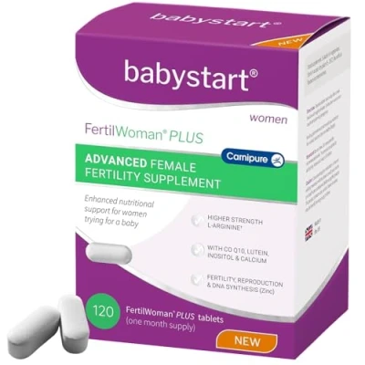 Image of Babystart Fertility Supplements for Women FertilWoman Plus Advanced 120 Tablets, Prenatal Vitamins and Minerals Including Folic Acid, B, C, D, E Conception Nutritional Support