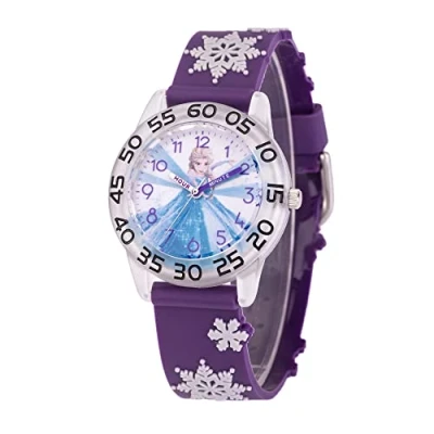 Image of Disney Frozen Children&#039;s Quartz Analogue Watch with Plastic Strap, Purple, berry, strip