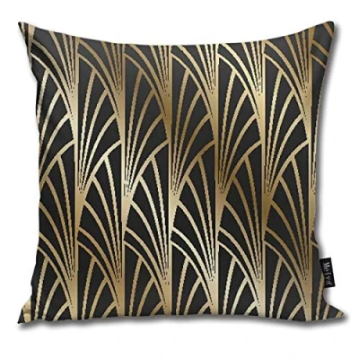 Image of Sotyi ltd Art Nouveau, Deco, Gold,black,pattern Home Decorative Throw Pillow Case Cushion Cover for Gift Couch Bed Car 18&quot; x18&quot;