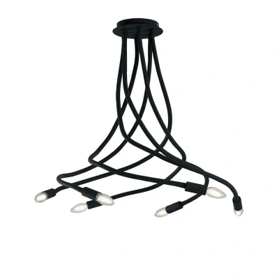 Image of LOVER 6 light Multi Arm Semi Flush Ceiling Black 100x120cm