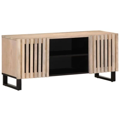 Image of vidaXL TV Cabinet White 105x34x46 cm Solid Wood Mango