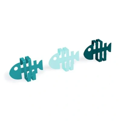 Image of Balvi drawer hook Fish 3 piece set shaped Ideal for kitchen Metal