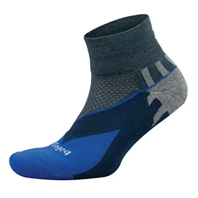 Image of Balega Enduro Arch Support Performance Quarter Athletic Running Socks for Men and Women (1 Pair), Charcoal/Cobalt, Small