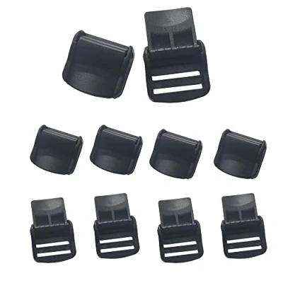 Image of QYAJS 10PCS 1 Inch Cam Lock Lever Plastic Buckles Flap Fix for Webbing Straps, Black, Middle