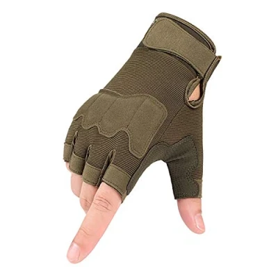 Image of Half Finger Gloves Men Women Non Slip Fingerless for Outdoor Sports Cycling Motorcycle Hiking Climbing Camping Hunting Running,army green,XL…