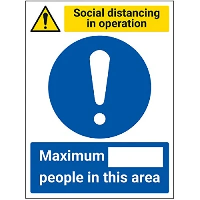 Image of V Safety SD In Operation Max People This Area 300mm x 400mm Self Adhesive Vinyl