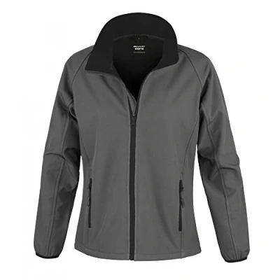 Image of Result Women&#039;s Core Ladies Printable Softshell Jacket, Grey (Cha/Blk), 14(Size:L)