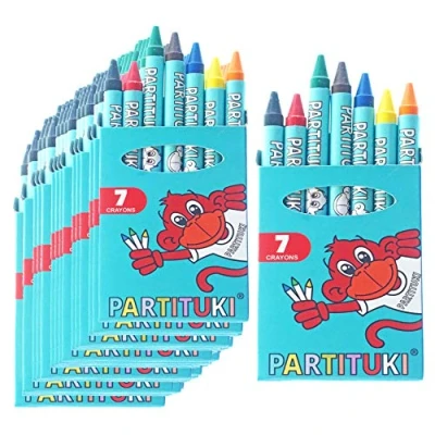 Image of Partituki Party Favours for Children. 25 Boxes with 7 Assorted Crayons per Box. Pinata Birthday Gifts Kids. Non Toxic EU Certified.
