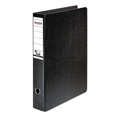 Image of Exacompta Ref 11285954000F FALKEN Portrait Paper Lever Arch Files Suitable for A3 Documents, 80mm Spine, Spine Label, Metal Finger Hole Black