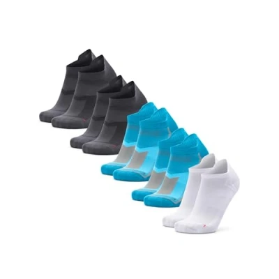 Image of DANISH ENDURANCE Low Cut Ankle Athletic Sports Socks, Anti Blister, Trainer Gym Men &amp; Women, 5 Pack, Multicolour (2xGrey, 2xCaribbean Blue, 2xWhite), 6 8