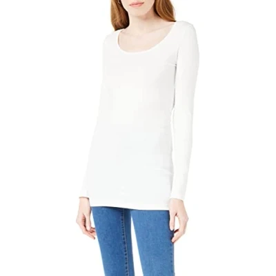 Image of VERO MODA Damen Vmmaxi My Soft Long U neck Noos&#039; Langarmshirt, Weiá (Bright White), S EU