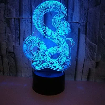 Image of HPBN8 Ltd 3D Snake Night Light USB Touch Switch Decor Table Desk Optical Illusion Lamps 7 Color Changing Lights LED Lamp Xmas Home Love Brithday Children Kids Toy Gift