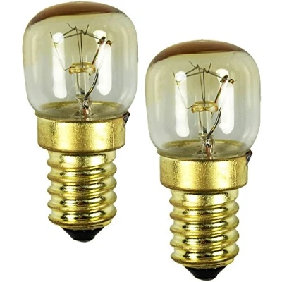 Image of COM FOUR® 2X Oven lamp up to 300 C, Warm White Stove Light Bulb 15W, E14, 230V (02 Pieces 15W Gold Colored)