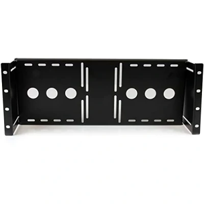 Image of StarTech.com 4U Universal VESA LCD Monitor Mounting Bracket for 19 inch Rack or Cabinet TAA Compliant Cold Pressed Steel (RKLCDBK), Black, 17.7cmx84.2cmx10.8cm