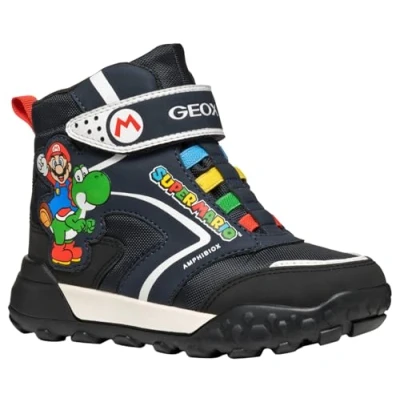Image of Geox Super Mario BROS. Trekkyup BOY ABX Classic ankle boots for kids, Size: 5, Navy/black Imitation leather/ textile