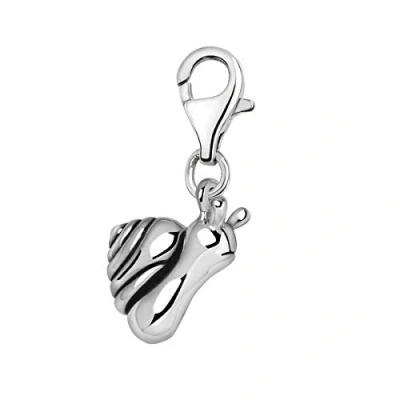 Image of Quiges 3D Snail Clip On Charm Pendant Silver Plated Women&#039;s Jewellery