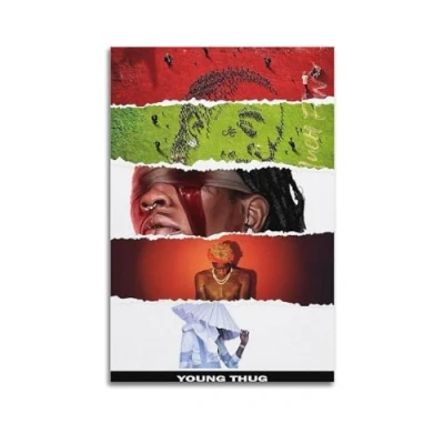 Image of Szzmyo Young Thug Album Poster Decorative Painting Modern Aesthetic Canvas Bedroom Art Living Room Decoration 12x18inch(30x45cm) Unframe Style
