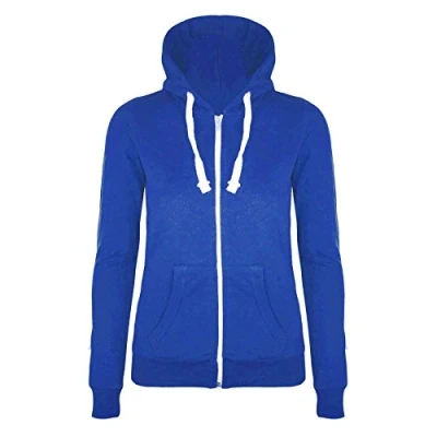 Image of Zaif &amp; Hari® Kids Girls Boys Unisex Plain Fleece Hoodie Zip Up Style Zipper Age 2 13 (11 12 Years, Royal Blue)
