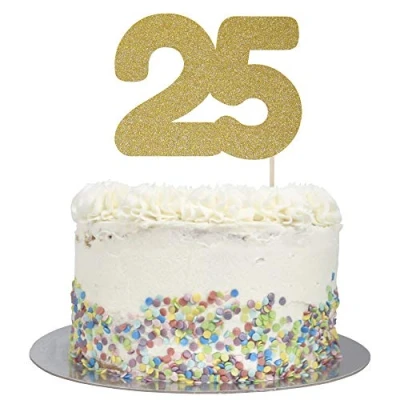 Image of Large Number 25 Glitter Cake Topper (Gold Glitter)