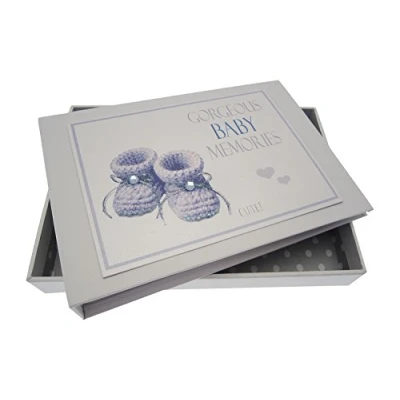 Image of White Cotton Cards Gorgeous Baby Memories, Mini Photo Album, Blue Booties