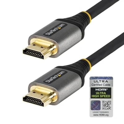 Image of StarTech.com 6ft (2m) HDMI 2.1 Cable 8K Certified Ultra High Speed 48Gbps 60Hz/4K 120Hz HDR10+ eARC Flexible TPE Jacket (HDMM21V2M)